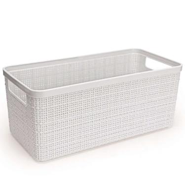 Imagem de Cesto Organizador Juta Alongada Rattan para Armazenamento em Plástico Resistente com Ca...