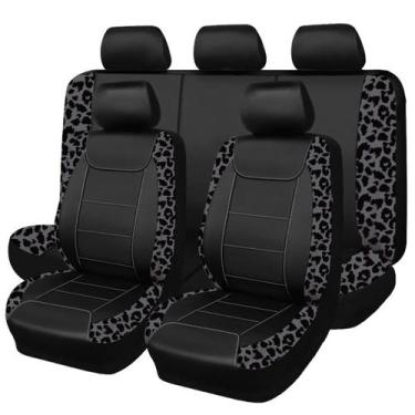Imagem de Capas para Banco de Carro Flying Banner Leopardo Cinza e Preto 8 Peças