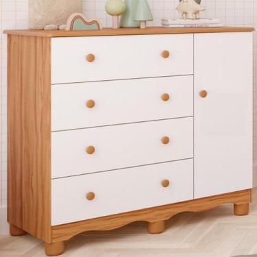 Imagem de Cômoda de Bebê Infantil 1 Porta com Janela 4 Gavetas 100 MDF Juinior p