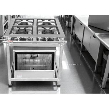 Imagem de Fogão Industrial 4 Bocas 30x30 em Aço Inox com Forno Leona
