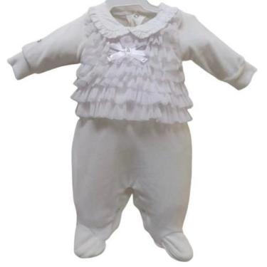Imagem de Macacão Plush Luxo Bebê Menina Inverno Batizado Lessa B8898 - Lessa Ki