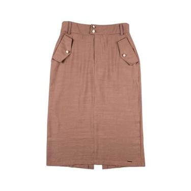 Imagem de Saia Midi Nude Capim Rosa em Viscose e Poliéster, M
