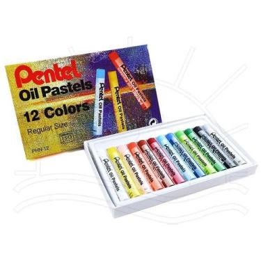 Imagem de Giz Pastel Oleoso para Desenhar Pentel - 12 Cores