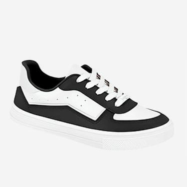 Imagem de Tenis Moleca Casual Feminino Recortes Confortável, Preto, Branco, 36