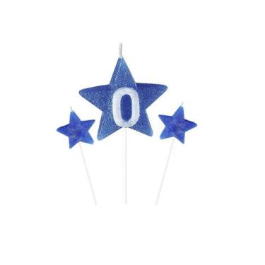 Imagem de Vela de Aniversário New Star Azul - Número 0 - Curifest