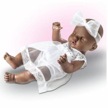 Imagem de Boneca Rose Ring Reborn Bebê Milk Brinquedos, Negra Batizado