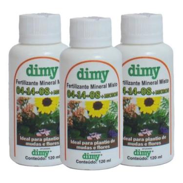 Imagem de Kit 3 Fertilizante Dimy 04-14-08 120ml Líquido Para Flores Raízes Hort