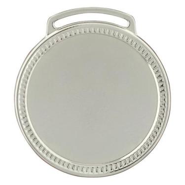 Imagem de Kit Com 10 Medalhas Vitória Lisa 60003 60MM Com Fita, Prata