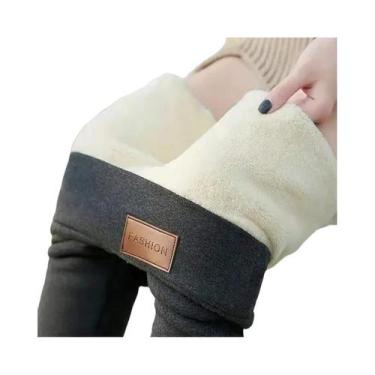 Imagem de Leggings Térmicas Pretas Femininas De Cintura Alta, Sem Costura, Forra