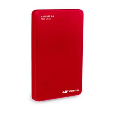 Imagem de Case Para HD C3 Tech, 2.5, USB 2.0, Vermelho - CH-200-RD
