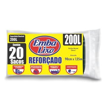 Imagem de Embalixo Saco de Lixo Reforçado Alta Resistência Super Profissional 200 Litros - 20 Unidades