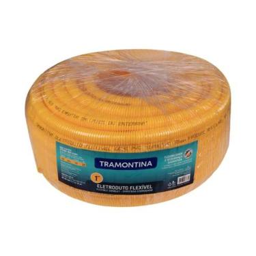 Imagem de Eletroduto Corrugado Amarelo 32MM X 25 METROS para Proteção e Condução de Fiações Elétricas Tramontina