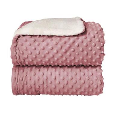 Imagem de Cobertor Plush com Sherpa Dots Rosa - Laço Bebê