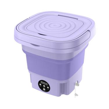 Imagem de Mini Máquina de Lavar Roupas Dobrável Portátil 6,5L Bivolt para Viagem e Espaços Pequenos Lilás