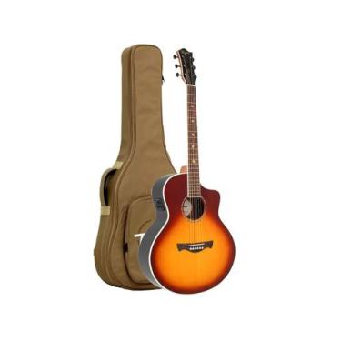 Imagem de Violao tagima aço halifax jumbo black walnut cherryburst c/ bag