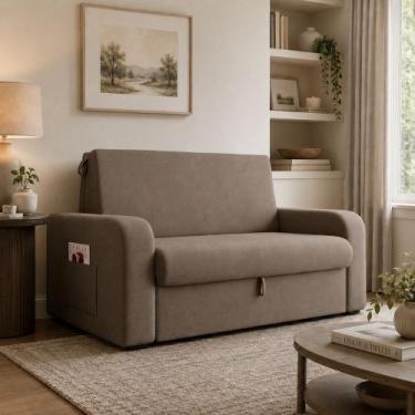 Imagem de Sofá Cama 2 lugares Compacto com Baú 145 Larg Daiane Matrix, SUEDE CAP