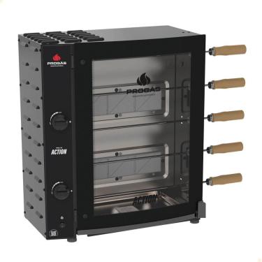 Imagem de Forno Assador Rotativo a Gás 5 Espetos com Bandeja Coletora PRAC-05L P43629 Inox Progás Bivolt