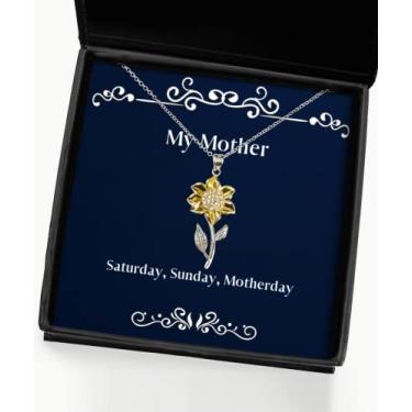 Imagem de SpreadPassion Presentes especiais para mães, sábado, domingo, dia das mães, colar com pingente de girassol legal para mãe do filho