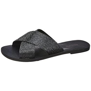 Imagem de Sandália Rasteira Anacapri Tiras Pedraria, Feminino, Preto/Preto, 38