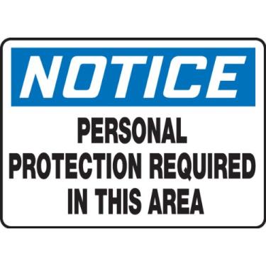 Imagem de Accuform Placa de segurança de plástico Signs MPPE823VP, legenda "Aviso de proteção pessoal necessária nesta área", 25,4 cm de comprimento x 35,5 cm de largura x 0,1 cm de espessura, azul/preto em