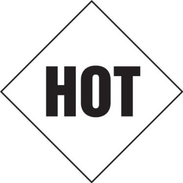 Imagem de Accuform Signs MPL905VS1 Adesivo Vinil Mix Loads DOT Placard, Legend "HOT", 26 cm de largura x 26 cm de comprimento, preto sobre branco
