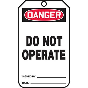 Imagem de Accuform Signs MDT276CTM Accuform PF-Cardstock Jumbo Tag, Legend "DANGER Do Not Operate", 21,5 cm de comprimento x 9,5 cm de largura x 0,0 cm de espessura, vermelho/preto sobre branco (pacote com 5)