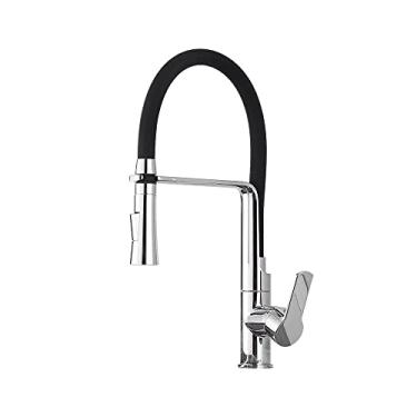 Imagem de Akitbahome Torneiras de cozinha comerciais, de latão sólido, puxador único, torneira de pia de cozinha cromada