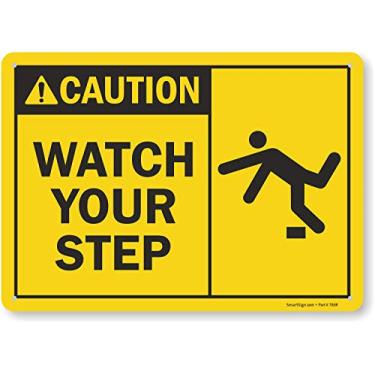 Imagem de SmartSign - Placa S-4430-PL-14 "Caution - Watch Your Step" | 25,4 x 35,5 cm de plástico