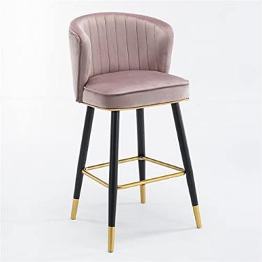 Imagem de Bancos de Barra de Altura do Balcão, Espreguiçadeiras de Cozinha de Veludo, Cadeiras de Barras Altas com Costas, Metal Pholstered Assento Ergonomicamente, para Bares, Ilha de Cozinha, Altura 65 Cm