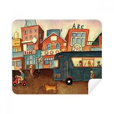 Imagem de Pintura Miaoji Aquarela Cat City Bus Pano de limpeza Limpador de tela 2 peças Tecido de camurça