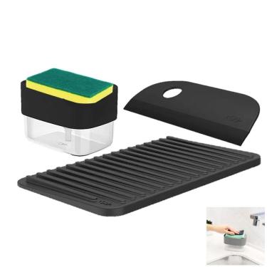 Imagem de Kit Dispenser Porta Detergente Esponja Escorredor Copos Utensílios Rodo Pia Cozinha - Ou