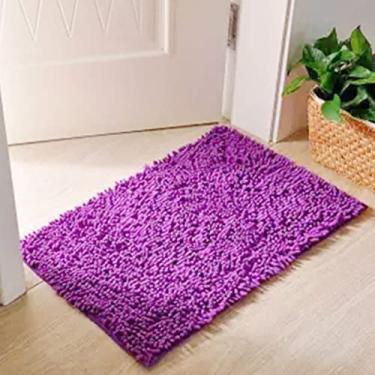 Imagem de Tapete de banheiro de chenille luxuoso, tapete de banho antiderrapante absorvente de água macio tapetes de microfibra Shaggy lavável à máquina, tapete pequeno extragrosso para o chão do chuveiro 20x32 polegadas/50x80 cm