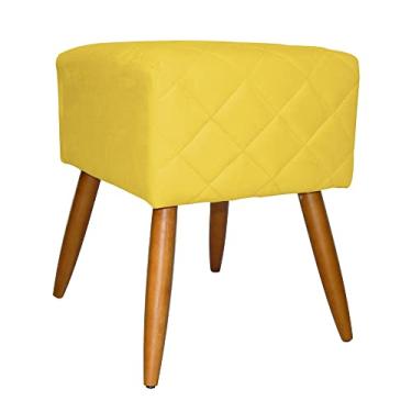 Imagem de Puff Banqueta Isabela em Tressê Pés Palito Suede Amarelo - DS Estofados