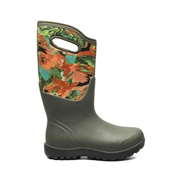 Imagem de BOGS Bota feminina Neo-Classic Rain, Impressão de torção a óleo - Verde escuro, 6