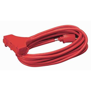 Imagem de Coleman Cable 4217 14/3 SJTW Cabo de extensão externo de vinil, vermelho, 3 tomadas, 65 pés