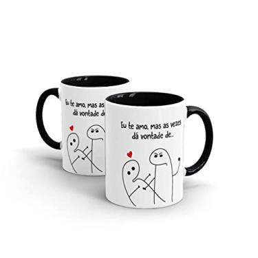 Imagem de Caneca Cerâmica Alça e Interior Preto - Te amo Mas...