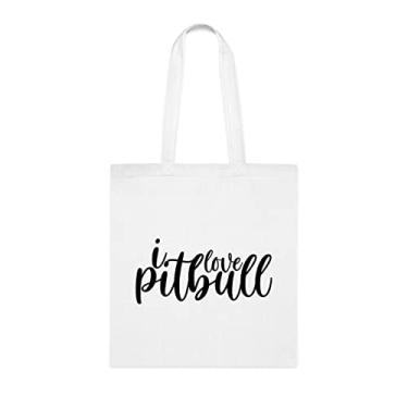Imagem de I Love Pitbull Dog Tote Bag, presente para cachorro Pitbull, aniversário, para cachorro Pitbull, bolsa de ombro para cachorro Pitbull, bolsa reutilizável para cães Pitbull, Branco