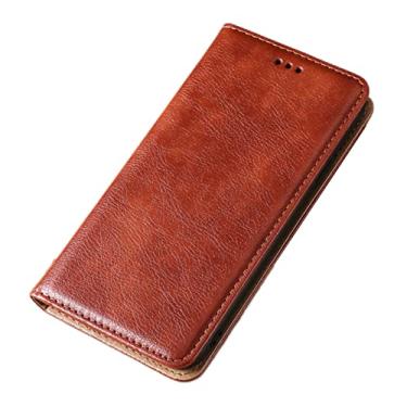 Imagem de YINGDAFENG Capa para iPhone 14 Pro, capa carteira magnética com slots para cartão e proteção da câmera em couro PU capa flip à prova de choque TPU capa interna, marrom