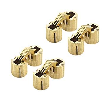 Imagem de Dobradiças cilíndrico de latão armário oculto oculto dobradiças de móveis montagem ângulo de abertura de 180 graus para porta de madeira faça você mesmo 4 peças 12 mm