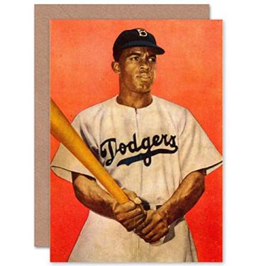 Imagem de Wee Blue Coo Foto vintage Jackie Robinson Baseball Brooklyn Dodgers Cartão de saudações