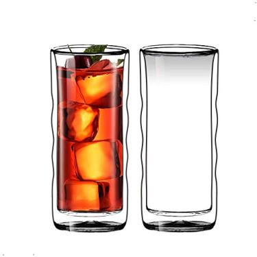 Imagem de Sun's Tea (TM) Copo de vidro ultra transparente de 590 ml com isolamento térmico de parede dupla para cerveja/coquetéis/limonada/chá gelado, conjunto de 2