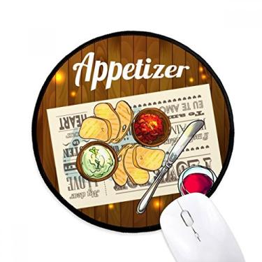 Imagem de DIYthinker Aperitivo fatia de pão vinho mouse pad desktop escritório tapete redondo para computador