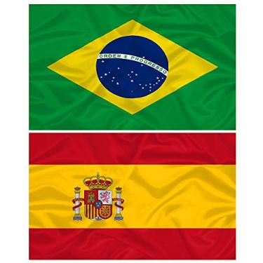 Imagem de Bandeira da Espanha + do Brasil 145cm x 90cm da Marca Minha Bandeira - Dupla Face