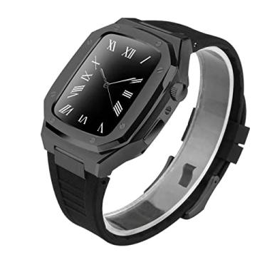 Imagem de TONECY Modificação Kit de Mod Capa de Metal para Apple Watch Band 8 7 6 5 4 SE 45MM 41mm 44mm Pulseira Moldura Substituição para iWatch 7 6 (Cor: Marrom Claro, Tamanho: 44MM)