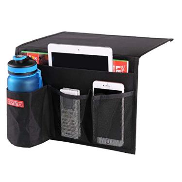 Imagem de Zafit Organizador de cabeceira – Organizador de armário de mesa para controles remotos, telefone, óculos (4 bolsos - preto)