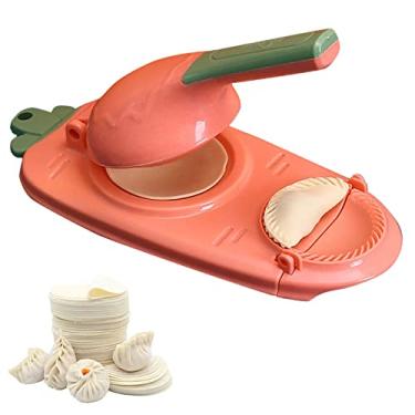 Imagem de Conjunto de ferramentas de prensagem de massa 2 em 1 faça você mesmo molde de máquina de empanada manual de cozinha embalagem Gyoza ferramenta fácil para iniciantes, rosa, 27,5 * 8 cm