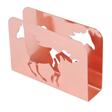 Imagem de Porta Guardanapo Vertical, Porta Guardanapo Cavalo Multifuncional Padrão de Cavalo para Hotéis para Bares para Restaurantes (Rosa ouro)