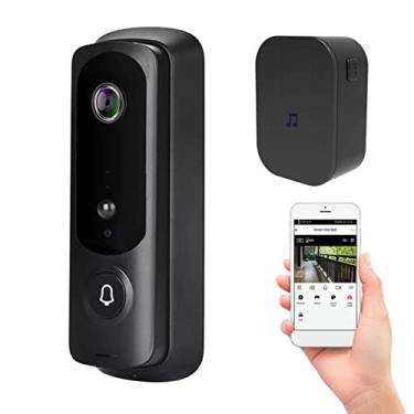 Imagem de Chusui WiFi câmera de vídeo campainha sem fio 1080 p câmera hd áudio de 2 vias detecção de movimento visão noturna infravermelha monitor em tempo real suporte tuya app capa à prova dwaterproof água su