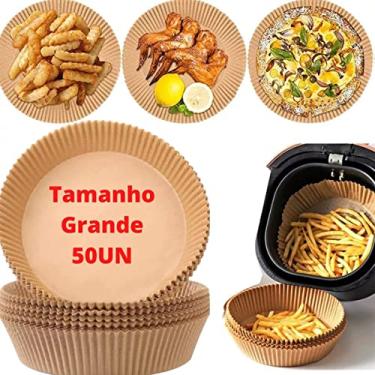 Imagem de Forro Grande De Papel Air Fryer Tapete Antiaderente Filtro Papel Descartável Tamanho 19,5(base) x4,5cm