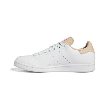 Imagem de adidas Originals Tênis feminino Stan Smith, Branco/halo blush/vermelho ácido, 10